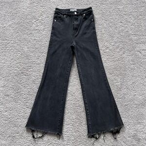 Rolla's Eastcoast Crop Flare High Rise Jeans Womens 26 Gray Charcoal Raw Hem